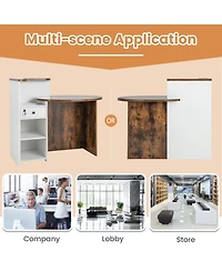 Front Reception Office Desk with Open Shelf and Lockable Drawer
