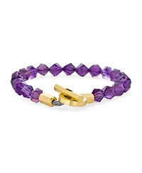 Bling Jewelry Boho Handmade Round Faceted Natural Stone 8MM Ball Bead Stacking Bracelet Gold Tone Stainless Steel