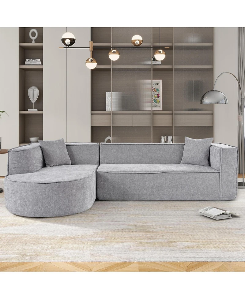 Streamdale Modern L-Shape Sectional Sofa with Chenille Fabric and Pillows