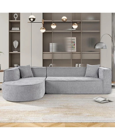 Streamdale Modern L-Shape Sectional Sofa with Chenille Fabric and Pillows
