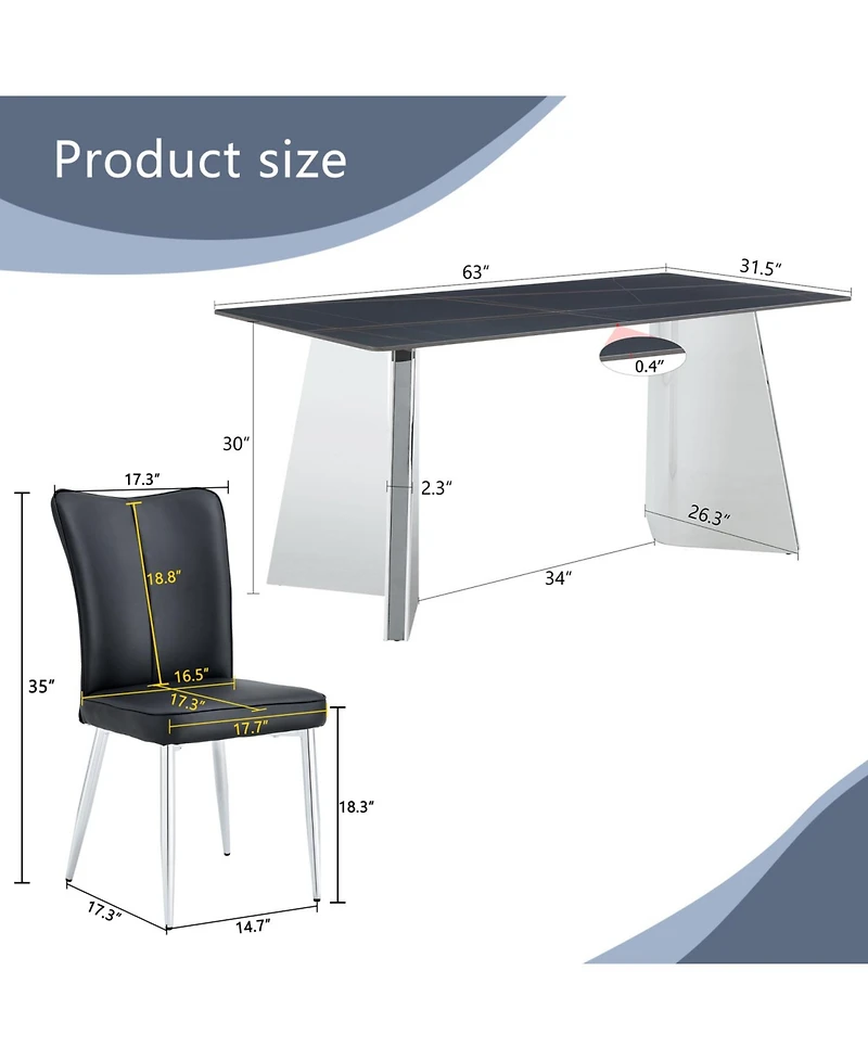Streamdale Black Marble Table & 4 Pu Chairs