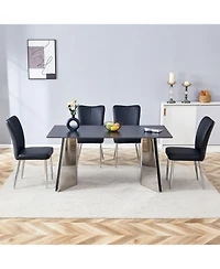 Streamdale Black Marble Table & 4 Pu Chairs