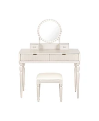 Vanity Desk Set with Mirror & Stool