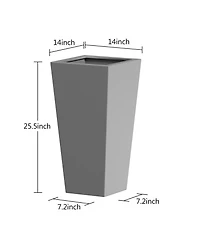 25" Metal Tapered Planter - Outdoor/Indoor Garden Pot