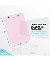 Plastic Clipboard Standard Pink, Translucent Low Profile Clip Board, Hangable Clipboard, 12.7” x 9”, Holds 100 Sheets, 1 Pc