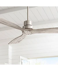52" Casa Vieja Delta-Wing Dc Modern 3 Blade Indoor Ceiling Fan with Remote Control Brushed Nickel Gray Wood Damp Rated for Patio Exterior