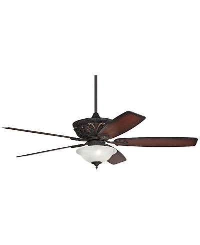 60" Casa Vieja Montego Industrial Rustic Indoor Ceiling Fan Led Light Oil Rubbed Bronze Teak Alabaster Glass Living Kitchen Home
