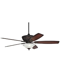 60" Casa Vieja Montego Industrial Rustic Indoor Ceiling Fan Led Light Oil Rubbed Bronze Teak Alabaster Glass Living Kitchen Home