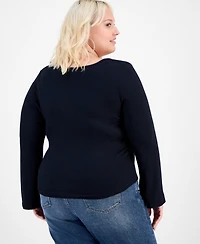 Full Circle Trends Trendy Plus Ruched Asymmetric-Hem Square-Neck Top