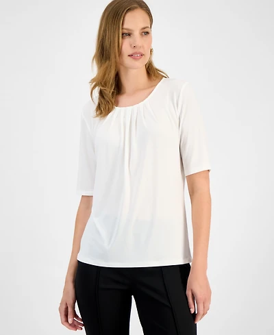 Kasper Women's Pleat Neck Knit Top, Regular & Petite