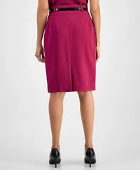 Kasper Women's High-Waist Belted Pencil Skirt