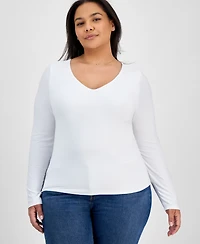7th & Hudson Trendy Plus Size Double Layer V-Neck Top