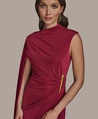 Donna Karan New York Women's Sleeveless Cape-Sleeve Asymmetrical Gown