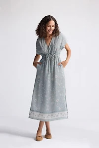 Reistor Women's Gathered Maxi Dress with Side Slits Mosaic