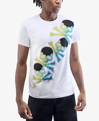 heads or tails Men's Four Skull Rhinestone Crew T-Shirt