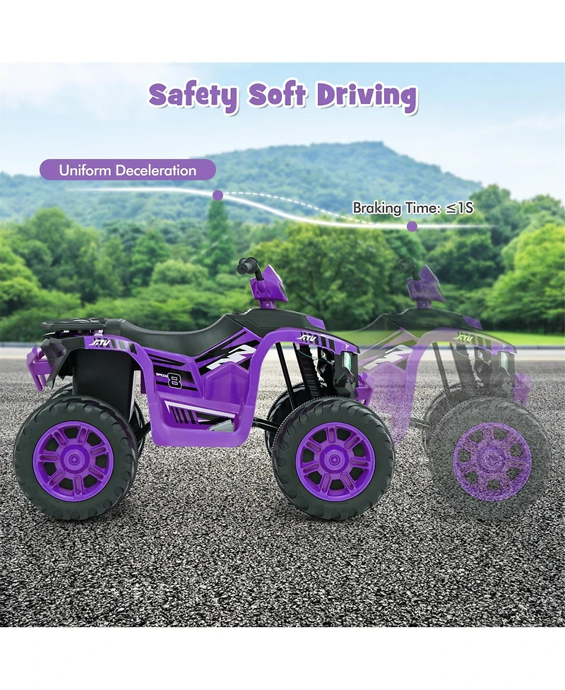 Gymax Kids Ride-On Atv 24V Battery Powered Electric Vehicle w/ Wireless Connection Music Radio Led Lights