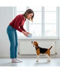 P.t. Supply Co. Abstract Bubble Shaped Stoneware Elevated Pet Bowl, Raised Ceramic Food & Water Dish for Dogs and Cats