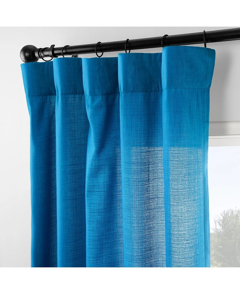Rustic Weave Linen Curtains (2 Panels) Sheer Window Panel Set, Rod Pocket Curtains