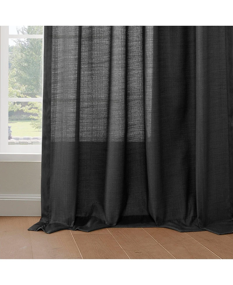 Rustic Weave Linen Curtains (2 Panels) Sheer Window Panel Set, Rod Pocket Curtains