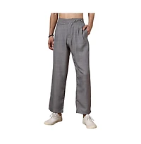 Campus Sutra Men's Moon Grey Pleated Relaxed Trousers