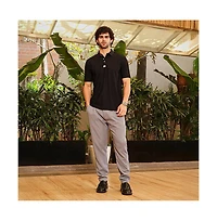 Campus Sutra Men's Onyx Black Seamless Cuboid Polo T-Shirt