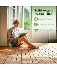 30 Pcs Interlocking Flooring Tiles Floor Decking for Patio Acacia Wood Outdoor