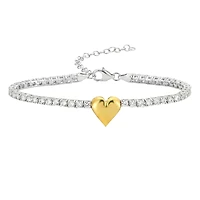 Spero London Sterling Silver Heart Tennis Bracelet