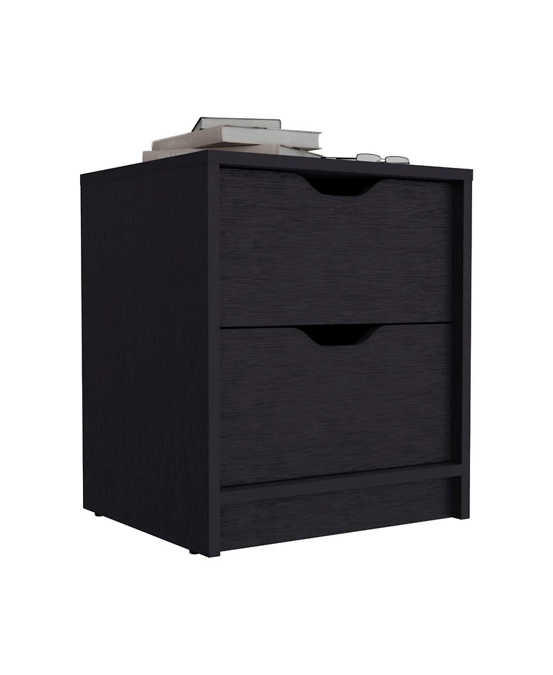 Contemporary Two-Drawer Faux Wood Nightstand with Smooth Glide Storage