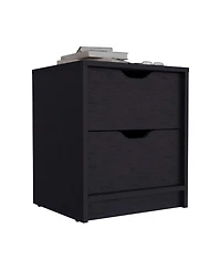 Contemporary Two-Drawer Faux Wood Nightstand with Smooth Glide Storage
