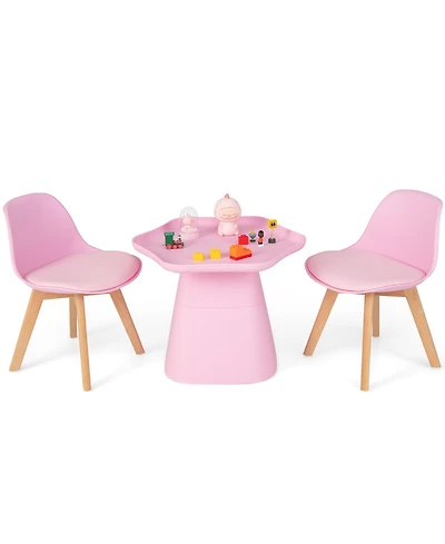 Wooden Kids Activity Table and Chairs Set with Padded Seat