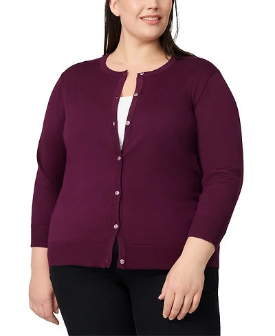 Melissa Paige Plus 3/4-Sleeve Cardigan Sweater