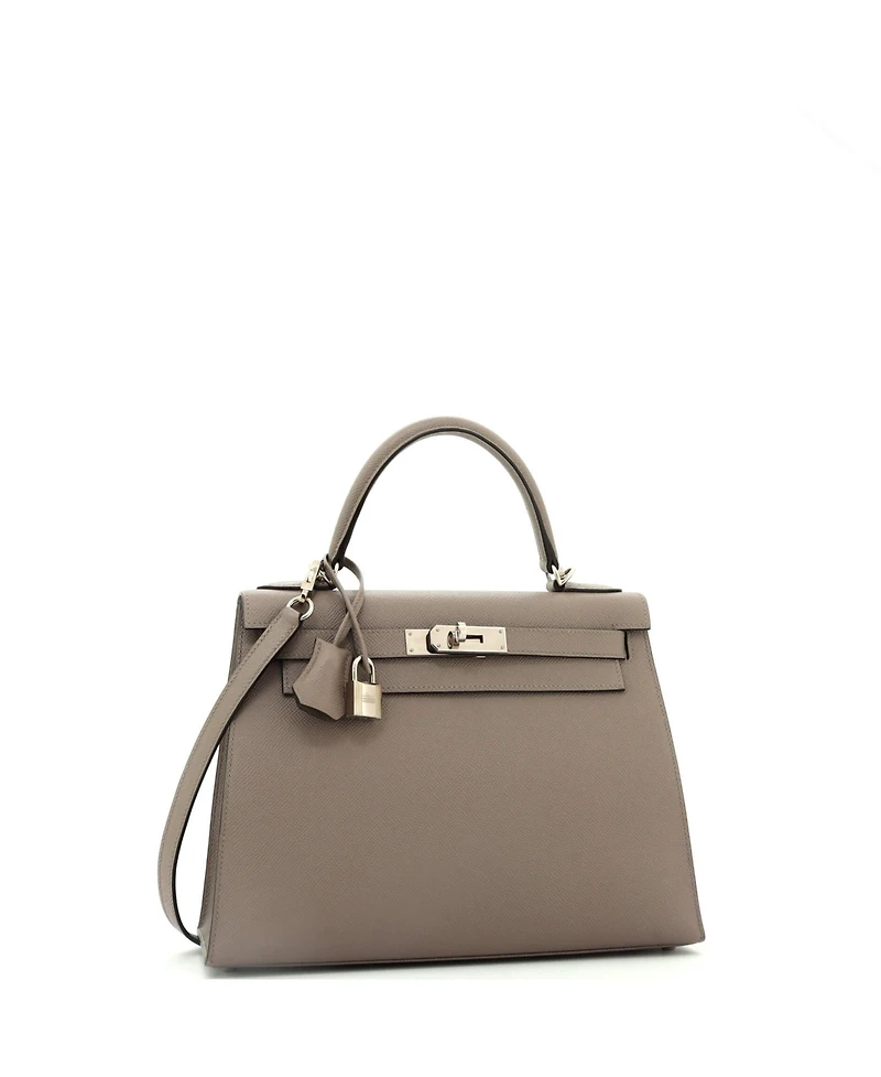 Pre-Owned Hermes Kelly 28 Handbag Grey Epsom with Palladium Hardware