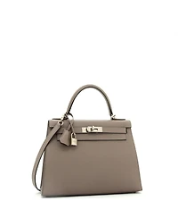 Pre-Owned Hermes Kelly 28 Handbag Grey Epsom with Palladium Hardware
