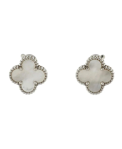 Pre-Owned Van Cleef & Arpels Vintage Alhambra Earrings 18K White Gold and Mother of Pearl