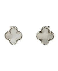 Pre-Owned Van Cleef & Arpels Vintage Alhambra Earrings 18K White Gold and Mother of Pearl