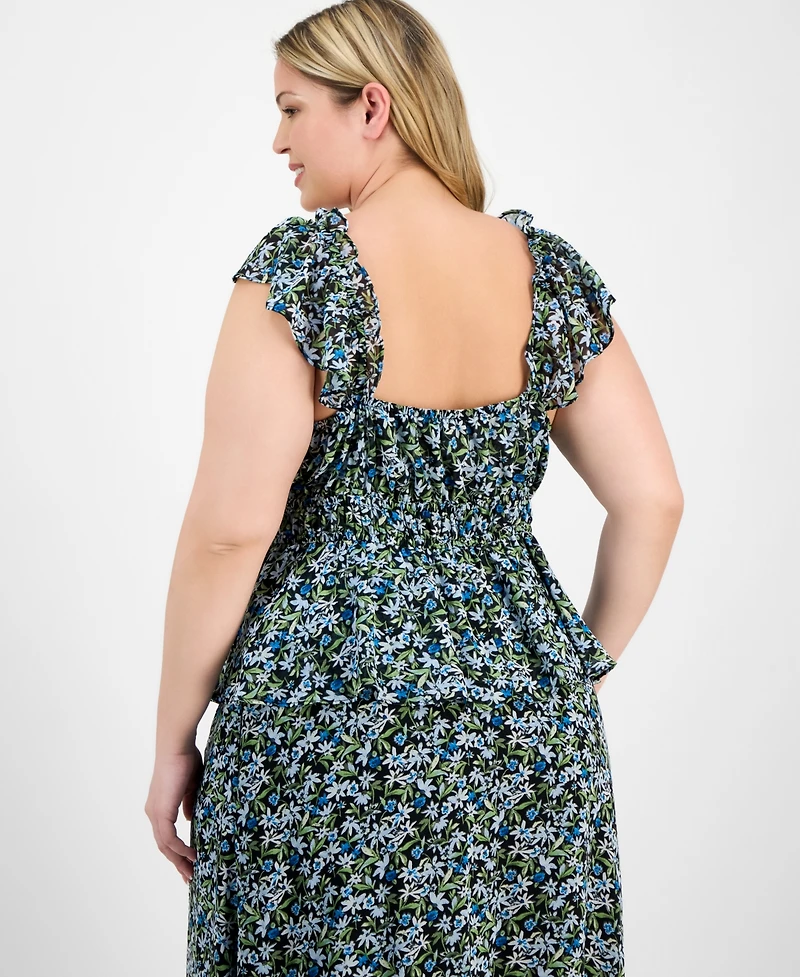 On 34th Trendy Plus Ruffled-Strap Smocked Top, Exclusively at Macy's