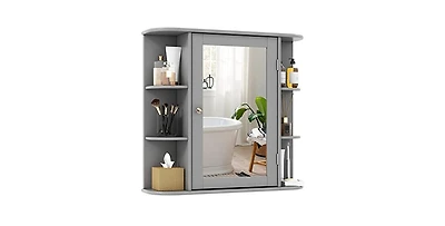 Wall-Mounted Bathroom Mirror Cabinet with Storage Shelves