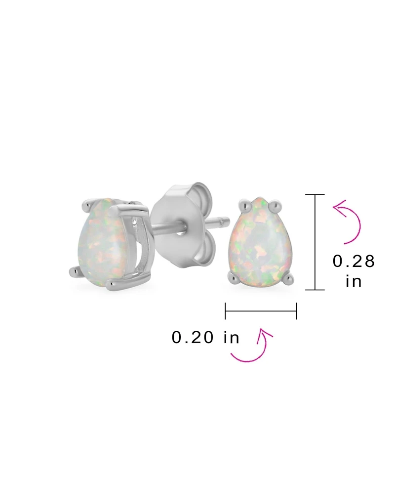 Bling Jewelry Tiny Petite Mini Teardrop Solitaire Created White Opal Stud Earrings .925 Sterling Silver