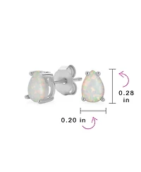 Bling Jewelry Tiny Petite Mini Teardrop Solitaire Created White Opal Stud Earrings .925 Sterling Silver