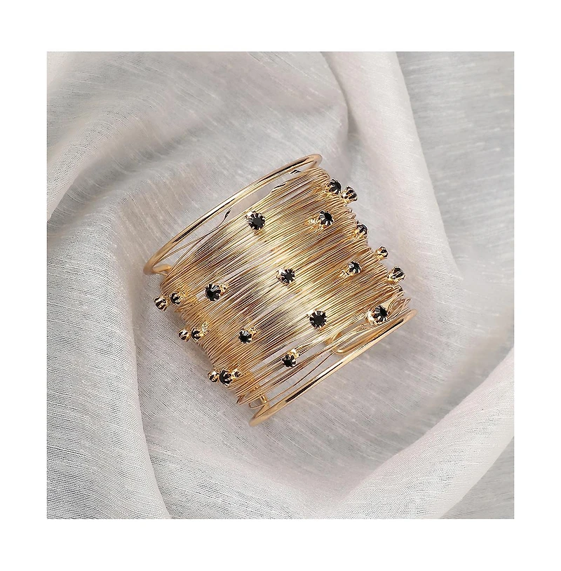 Sohi Metallic Ribbed Wire Statement Bracelet