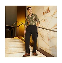 Campus Sutra Men's Midnight Black Straight-Fit Cargo Trousers