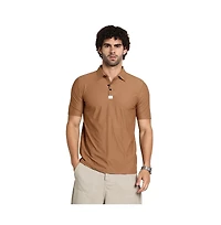 Campus Sutra Men's Sepia Brown Seamless Waffle Polo T-Shirt