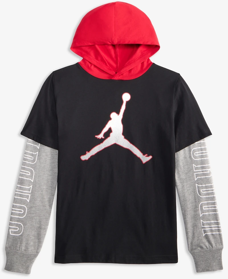 Jordan Big Boys Gametime Layered-Look Hoodie