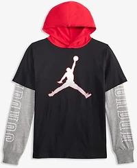 Jordan Big Boys Gametime Layered-Look Hoodie