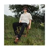 Campus Sutra Men's Off-White Bohemian Oversized Polo T-Shirt