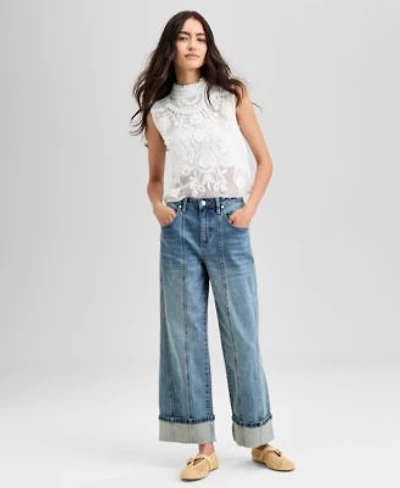Now This Womens High Rise Seamed Cuffed Jeans 24p 32 Exclusively At Macys