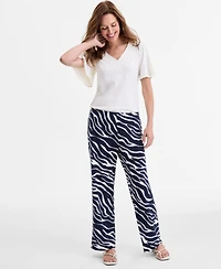 Jm Collection Women's Printed Wide-Leg Pull-On Pants, Exclusively at Macy's
