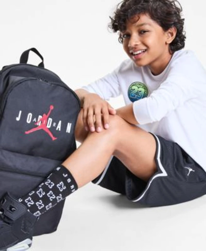 Jordan Big Boys Jumpman Global Rise Graphic T Shirt Taping Mesh Shorts Jumpman Backpack