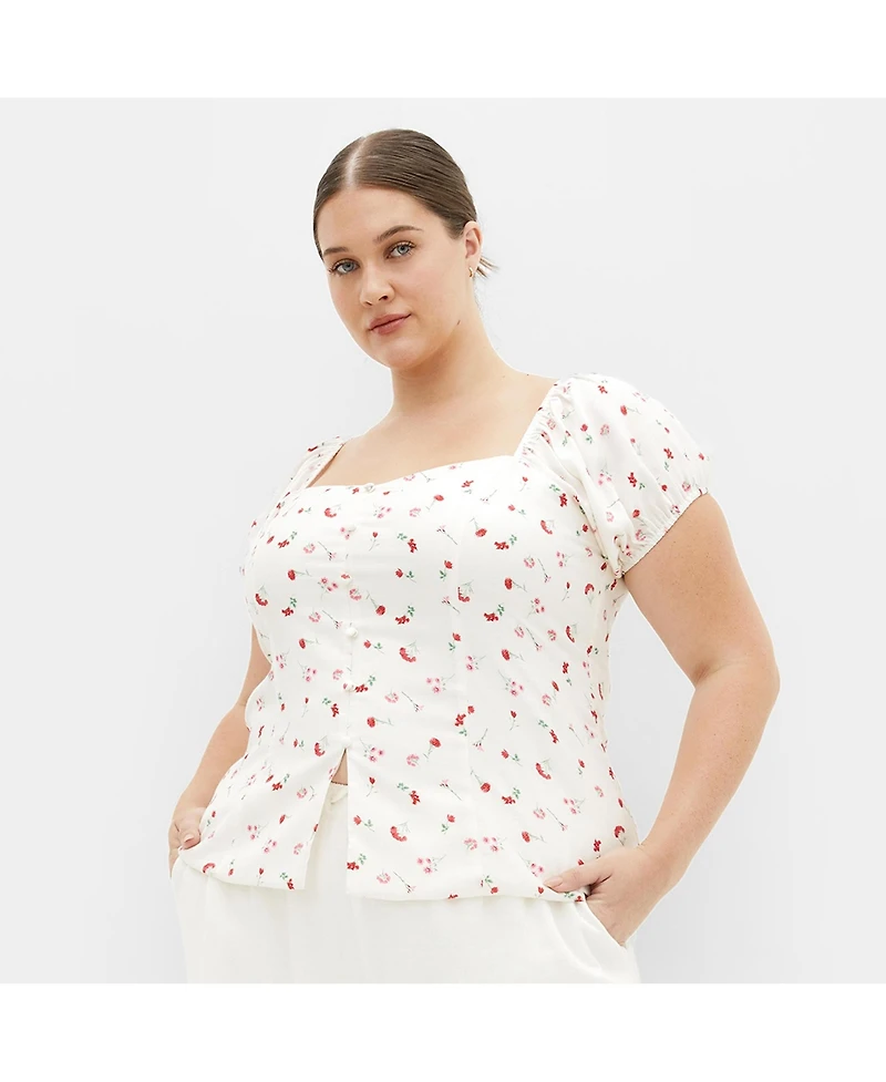 City Chic Plus Daydreamer Print Top