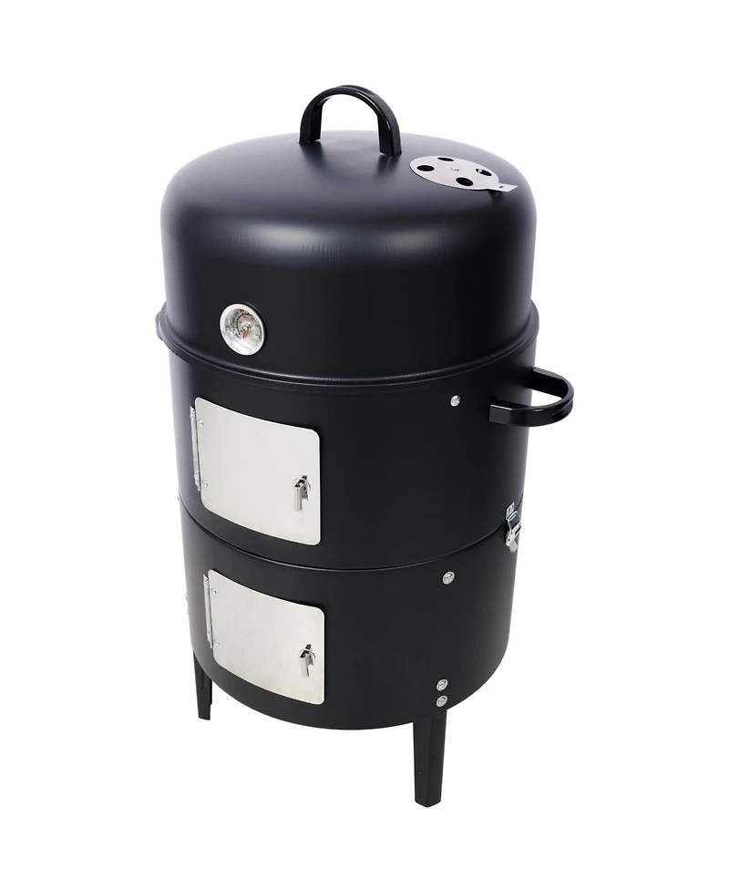 17" Steel Charcoal Smoker Bbq Grill - Black